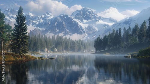 Lake and mountain wallpaper