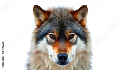 Wolf face isolated on white background photo