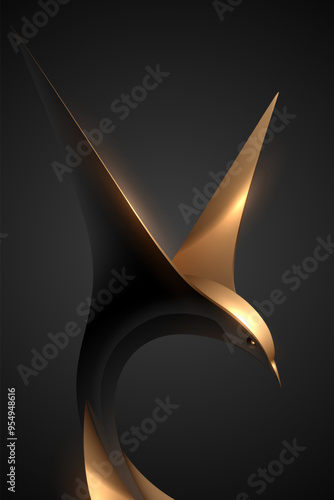 Black and gold bird figure