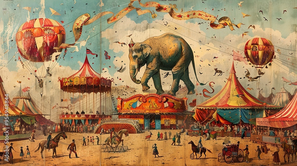 Fototapeta premium Circus poster wallpaper