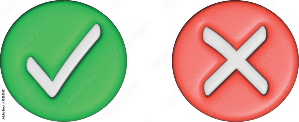 3d symbol. Sharp green checkmark and red cross on isolated white background vector symbol for right and wrong choices. Symbol of choice. Modern flat design, Checkmark icon set. Checkmark right symbol 3d symbol. Sharp green checkmark and red cross on isolated white background vector symbol for right and wrong choices. Symbol of choice. Modern flat design, Checkmark icon set. Checkmark right symbol