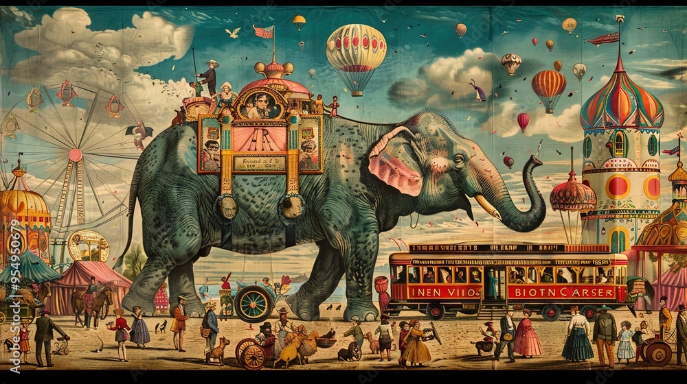 Fototapeta premium Circus poster wallpaper