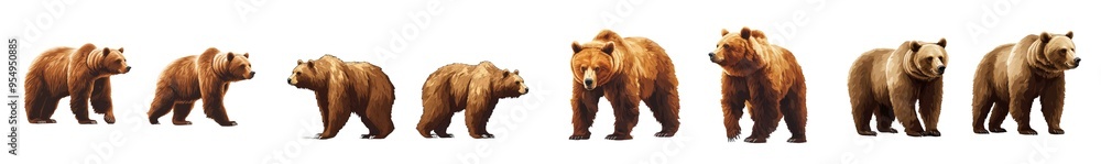 Fototapeta premium Watercolor illustration of a bear on an isolated background.