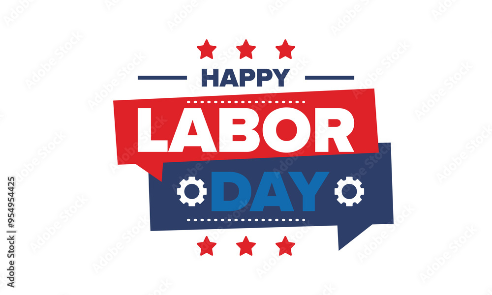Happy Labor Day. Public federal holiday, celebrate annual in United States. American labor movement. Patriotic american elements. Poster, card, banner and background. Vector illustration Happy Labor Day. Public federal holiday, celebrate annual in United States. American labor movement. Patriotic american elements. Poster, card, banner and background. Vector illustration