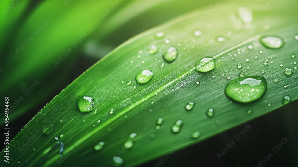 Dew Drops on Green Leaf Macro Photography Dew Drops on Green Leaf Macro Photography