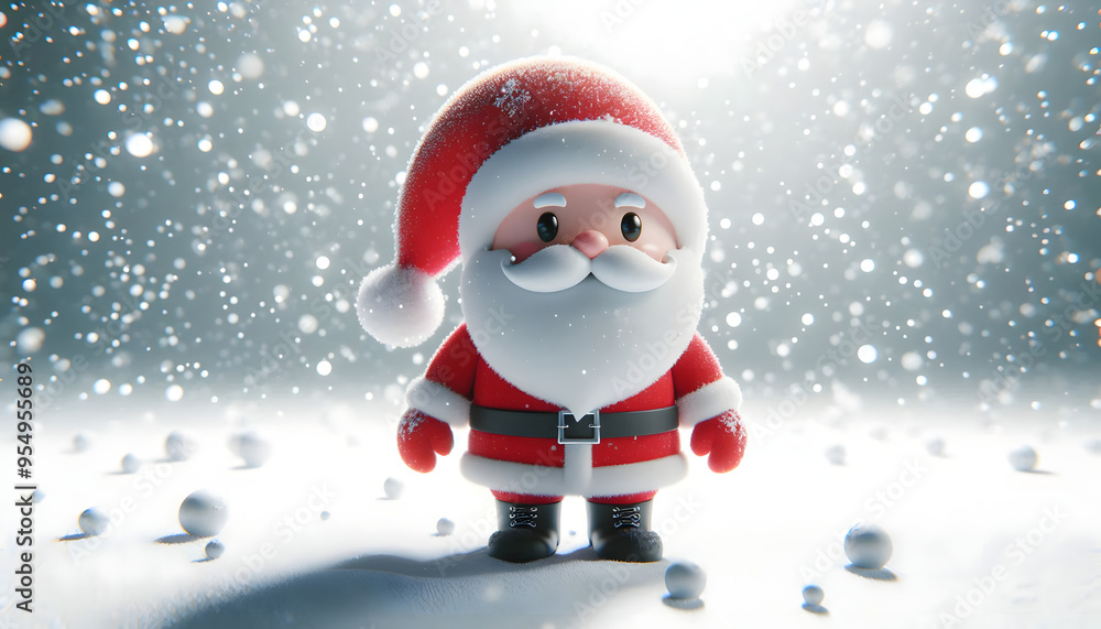 Naklejka premium Cute 3d santa claus standing in snow