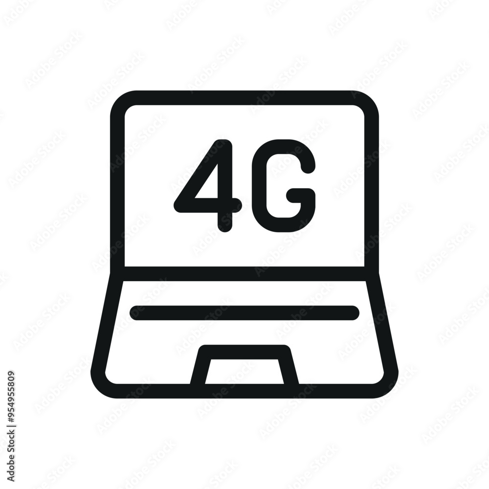 Laptop with 4G modem isolated icon, 4G laptop vector symbol with editable stroke Laptop with 4G modem isolated icon, 4G laptop vector symbol with editable stroke