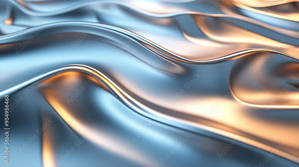 Organic wave patterns, rippling across a flat surface with a metallic sheen, 3D abstract Organic wave patterns, rippling across a flat surface with a metallic sheen, 3D abstract