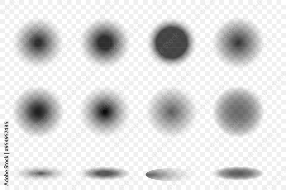 Round drop shadow set. Gradient round transparent elements. Round drop shadow set. Gradient round transparent elements.