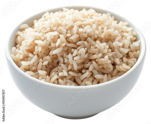 PNG Brown rice in white rice bowl food white background medication. photo