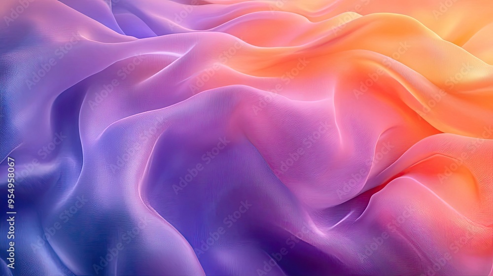 Soft, flowing fabric shapes, billowing as if caught in a gentle breeze, with a gradient color scheme, 3D abstract Soft, flowing fabric shapes, billowing as if caught in a gentle breeze, with a gradient color scheme, 3D abstract