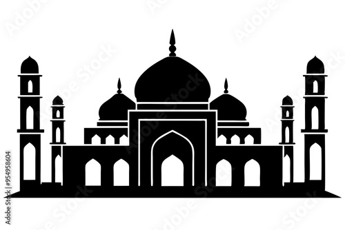 islamic mosque silhouette vector, black silhouette mosque vector illustration