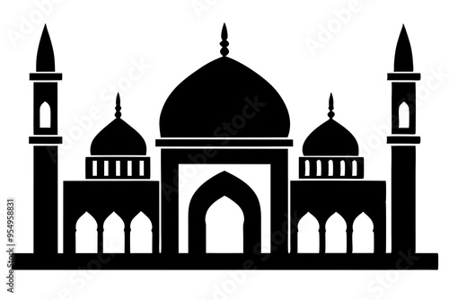 isolated black silhouette of a mosques collection, black silhouette mosque vector illustration