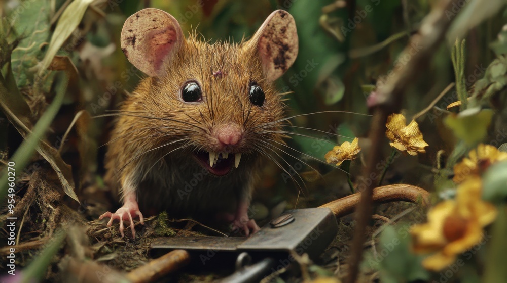 Highly Detailed and Scary Illustration of an Ugly Rat with Exaggerated Features, Including Patchy Fur, Crooked Teeth, and a Sinister Expression Highly Detailed and Scary Illustration of an Ugly Rat with Exaggerated Features, Including Patchy Fur, Crooked Teeth, and a Sinister Expression