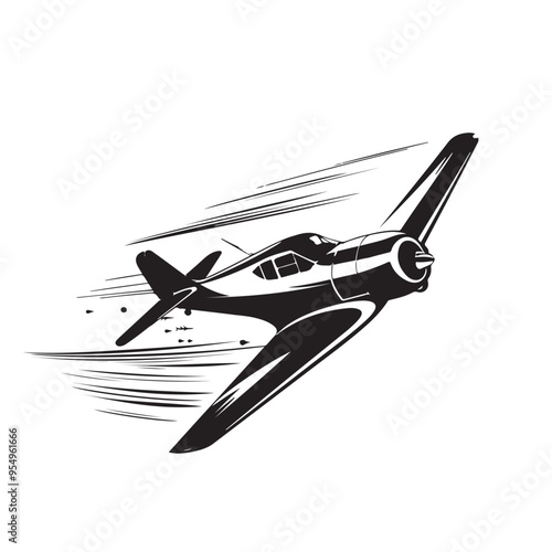 Black and white Small airplane design logo vector isolated on a white background 