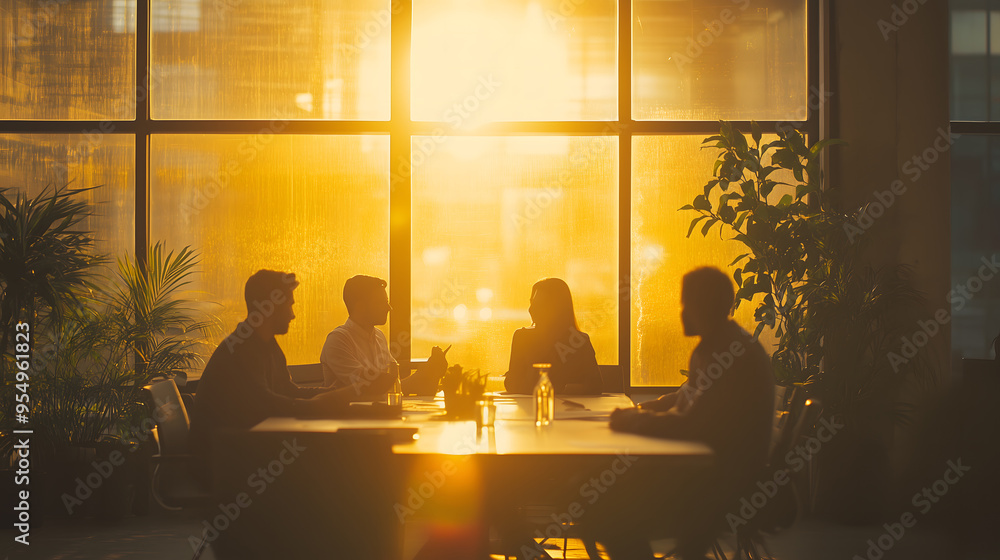 A group of four people in silhouette A group of four people in silhouette
