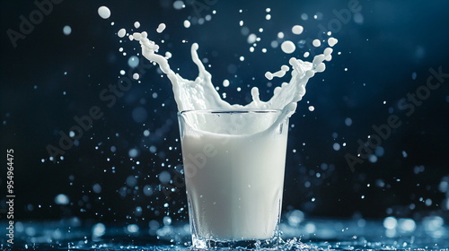 glass with splashing milk