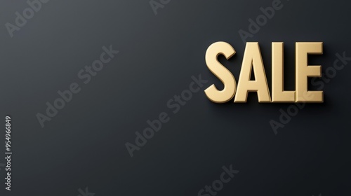 Black Friday luxury theme, golden "SALE" sign on dark velvet background, 3D illustration