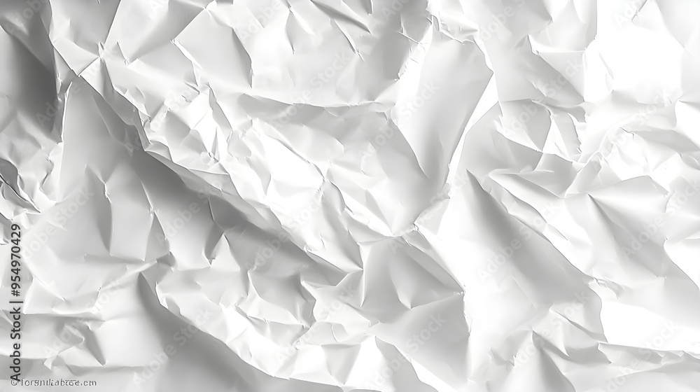 Fototapeta premium Crumpled White Paper Texture Background