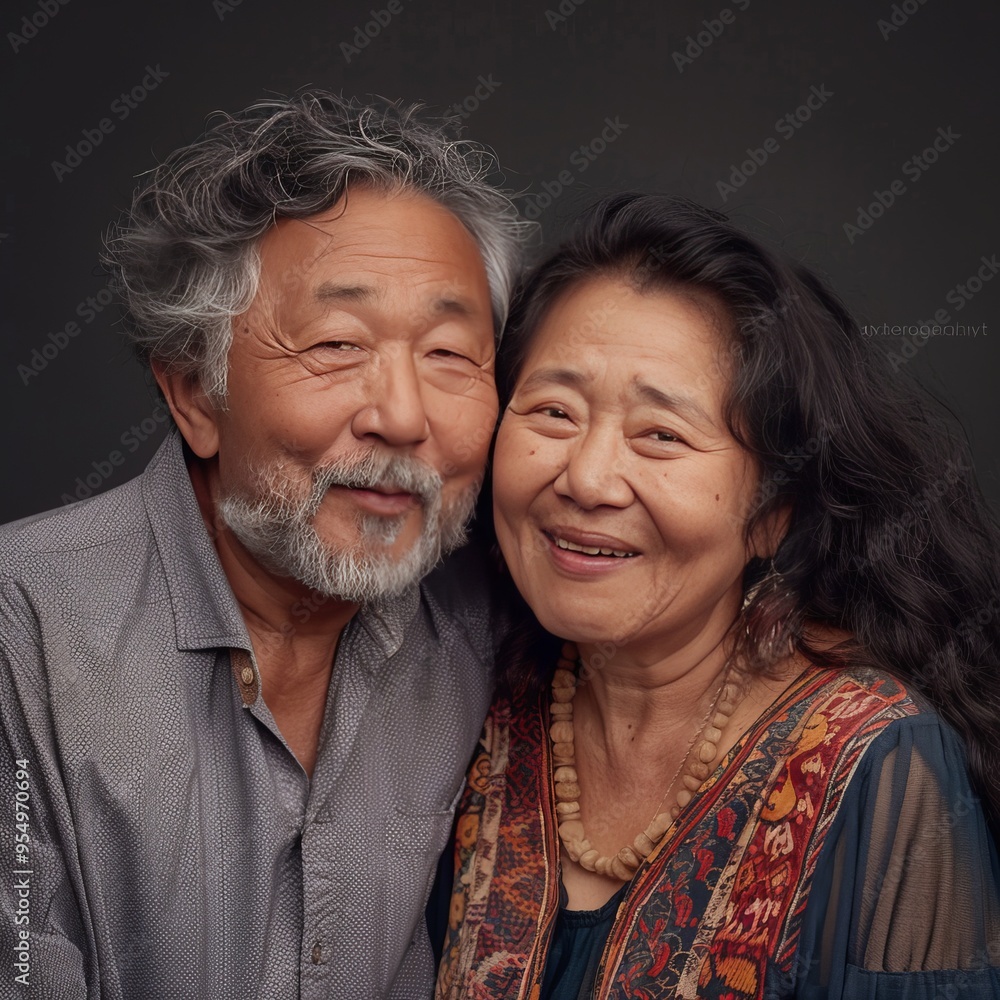 Portrait of an Elderly Couple Smiling Together in Studio Setting Portrait of an Elderly Couple Smiling Together in Studio Setting