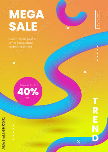 Gradient Fashion Sale A4 Poster Template with Abstract Fluid Background and Vibrant Colors 2