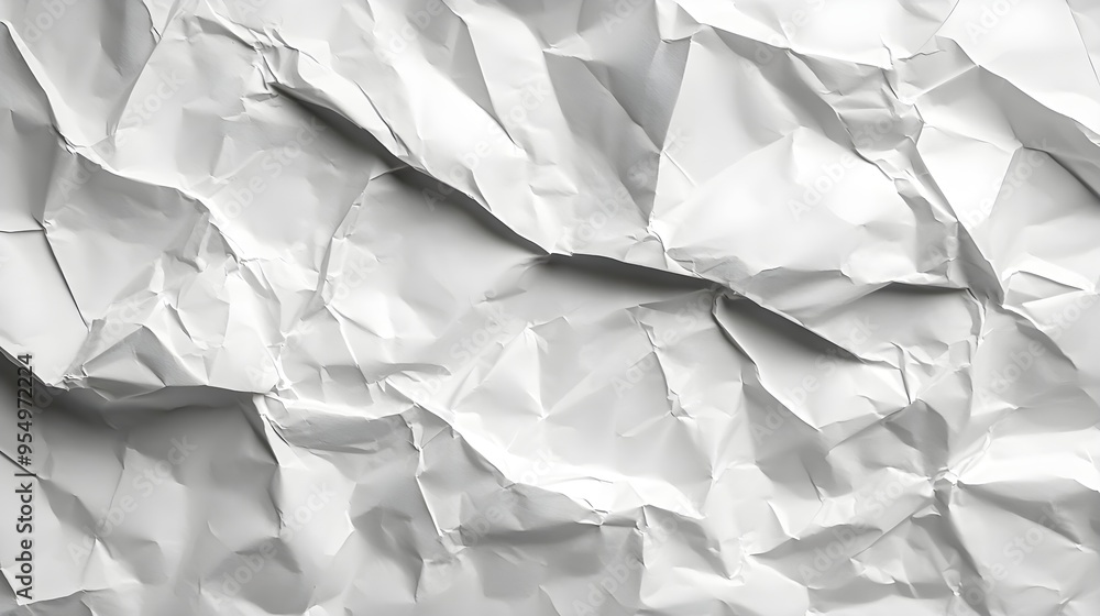 Fototapeta premium Crumpled White Paper Texture Background