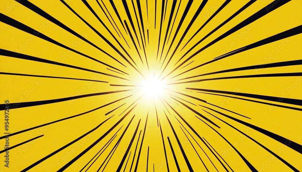 Fototapeta premium yellow comic background with sun burst and dot halftone. Cartoon funny retro pattern strip mock up. Vector halftone illustration. 57