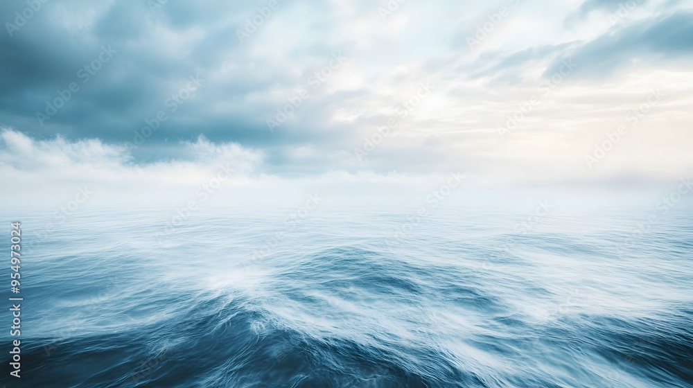 Fototapeta premium Abstract depiction of wind currents over a calm ocean, nature’s breath, tranquil seascape. 