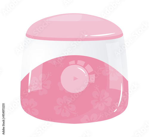 Pink floral decorated air sterilizer vector illustration the image features a flower pattern the sterilizer has control buttons a bright and vibrant color scheme is observed in this flat illustration