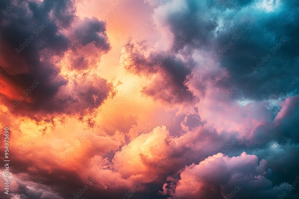 colorful clouds and sky,Dusk, Sunset Sky Clouds in the Evening with colorful Orange, Yellow, Pink and red sunlight and Dramatic storm clouds on Twilight sky, Landscape horizon , ai colorful clouds and sky,Dusk, Sunset Sky Clouds in the Evening with colorful Orange, Yellow, Pink and red sunlight and Dramatic storm clouds on Twilight sky, Landscape horizon , ai