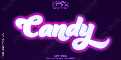 Candy editable text effect, customizable sweet and sugar 3d font style