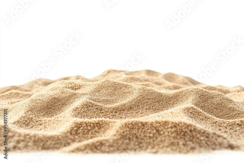 beach sand from front view, on white isolated background , ai