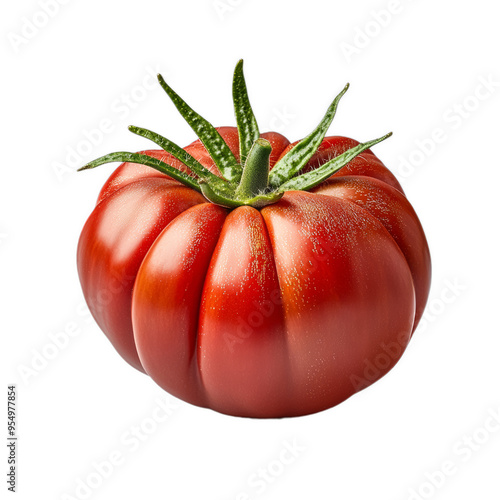 Wallpaper Mural Heirloom tomato in a unique shape with deep red marbled skin and green leaves isolated on a transparent background  Torontodigital.ca