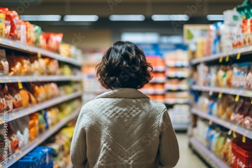 Wallpaper Mural Middle aged African American woman shopping in grocery store Torontodigital.ca
