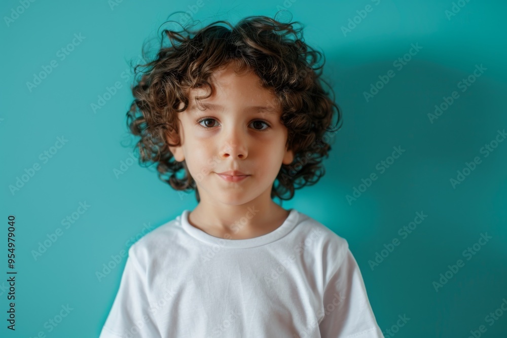 Portrait of a cute male child against green background Portrait of a cute male child against green background