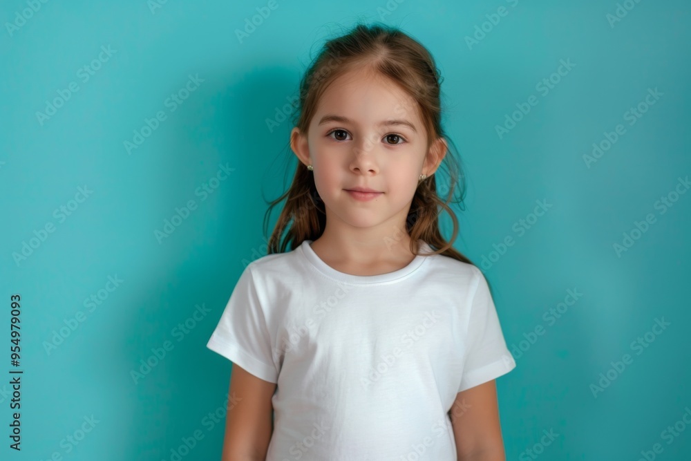 Portrait of a cute female child against green background Portrait of a cute female child against green background