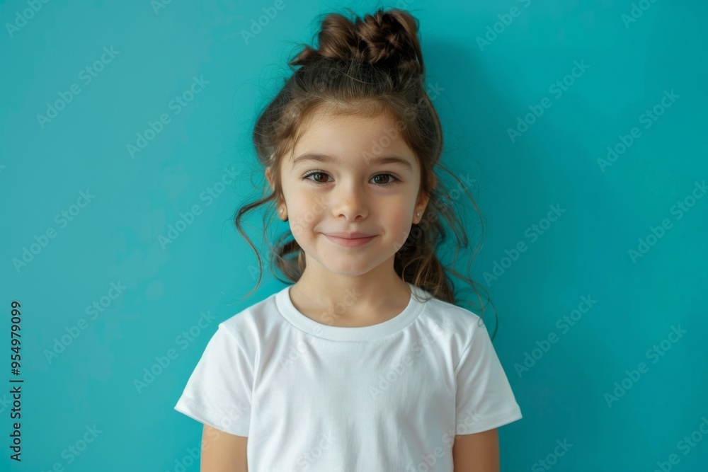 Portrait of a cute female child against green background Portrait of a cute female child against green background
