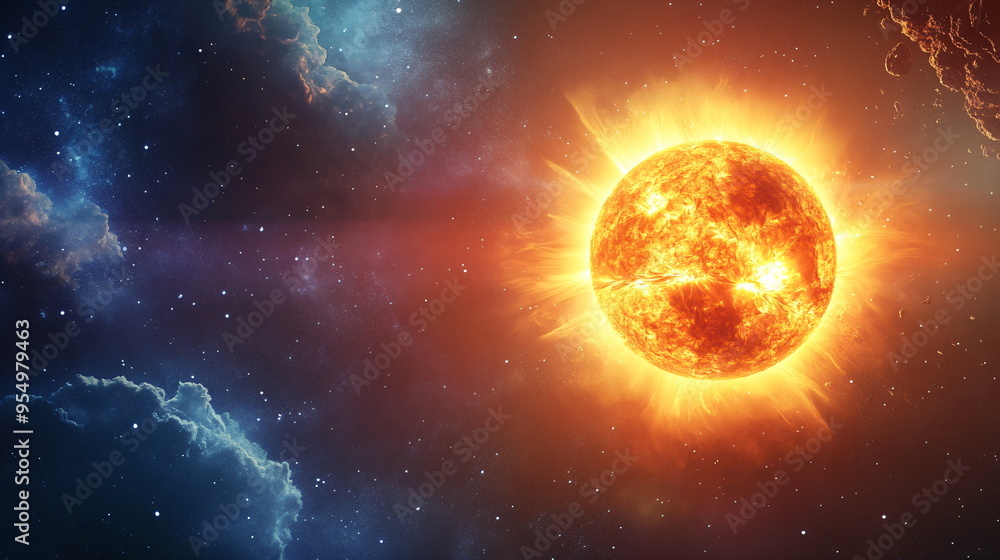 Fototapeta premium The sun from space on a dark background