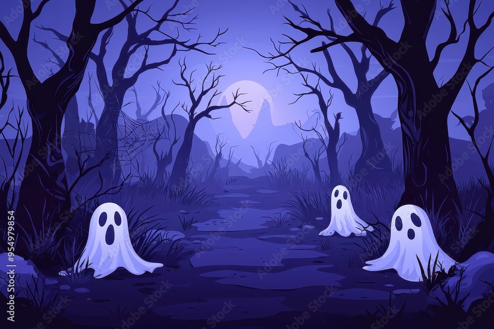 Spooky Ghostly Spirits in Haunted Enchanted Forest Spooky Ghostly Spirits in Haunted Enchanted Forest