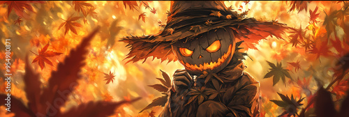 Halloween Stoner Scarecrow, Spooky Anime 420 Weed Wallpaper, fall, autumn