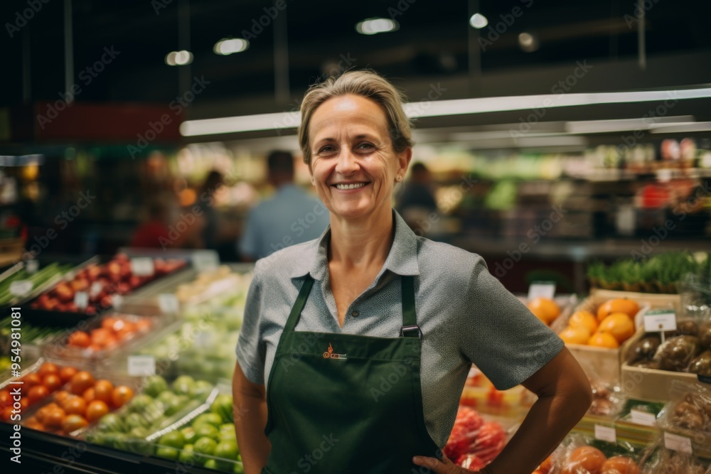 Portrait of a smiling female grocery store manager Portrait of a smiling female grocery store manager