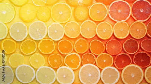 A gradient of citrus colors, from bright lemon yellow to deep tangerinE 