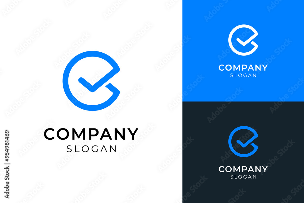 Modern letter C check mark logo design Modern letter C check mark logo design