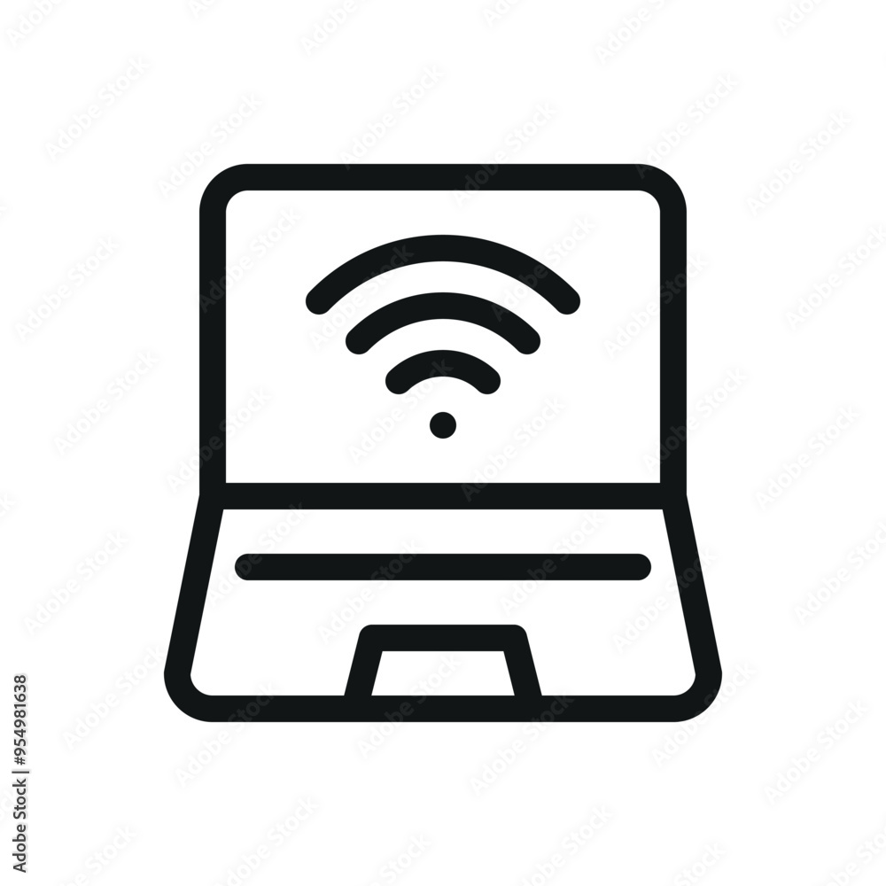 Laptop wifi isolated icon, laptop hotspot vector symbol with editable stroke Laptop wifi isolated icon, laptop hotspot vector symbol with editable stroke
