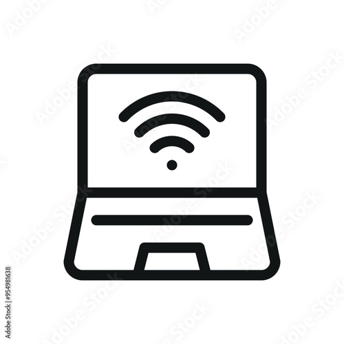 Laptop wifi isolated icon, laptop hotspot vector symbol with editable stroke