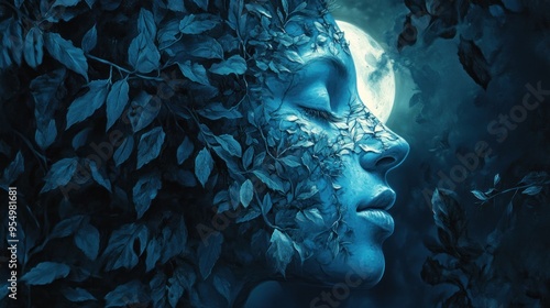 Mystical Portrait of a Woman Transformed into Nature