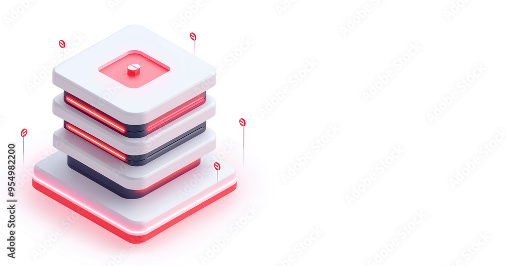Modern Data Center Server with Red Lights Modern Data Center Server with Red Lights