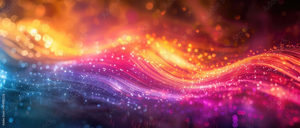 Abstract, Wavy, Glittering Lightscape with Vibrant Colors Abstract, Wavy, Glittering Lightscape with Vibrant Colors
