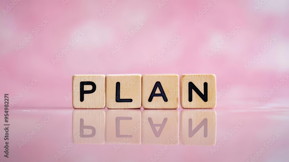 A creative arrangement of letter tiles spelling 'PLAN' against a soft pink background, ideal for motivational content. A creative arrangement of letter tiles spelling 'PLAN' against a soft pink background, ideal for motivational content.