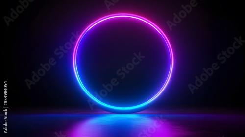 Technology blue and purple circle light stage on black background